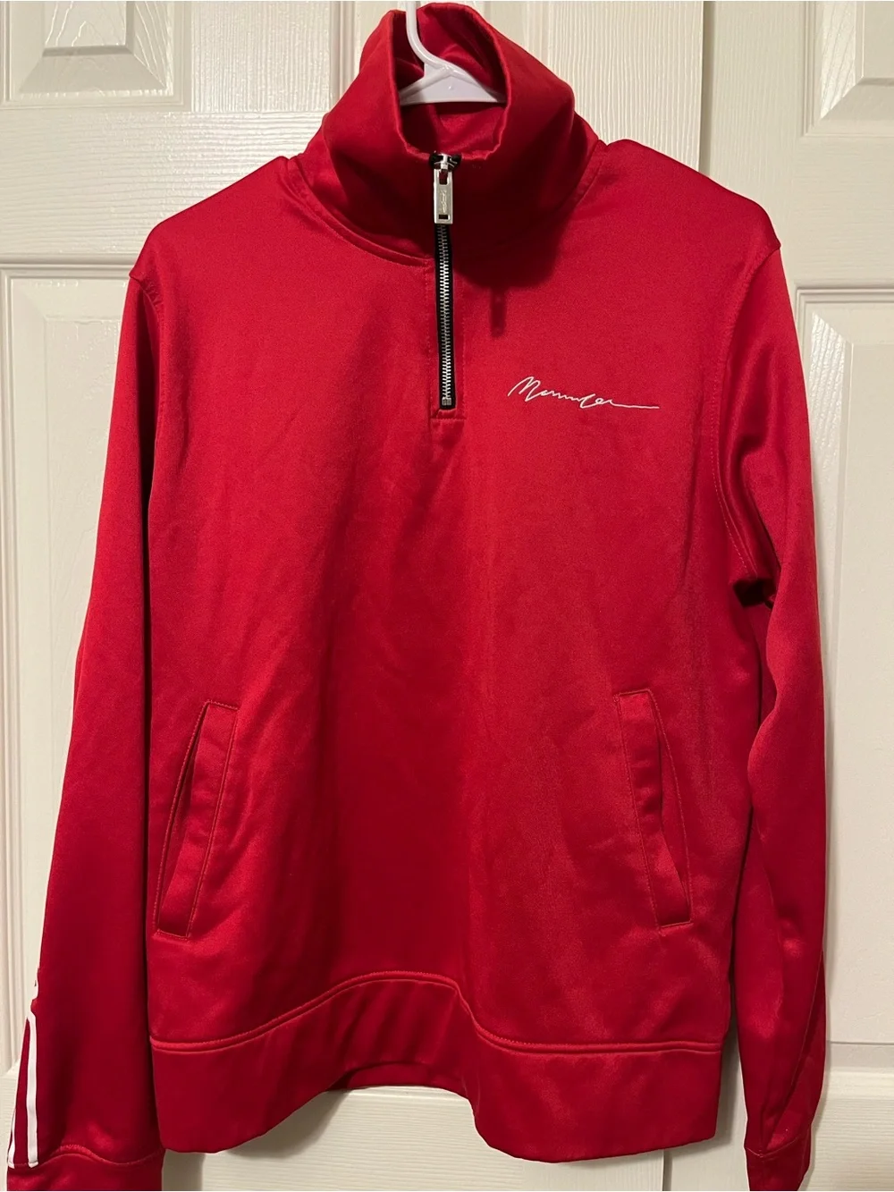 Mennace Unisex Red Quarter-Zip Performance Sweater